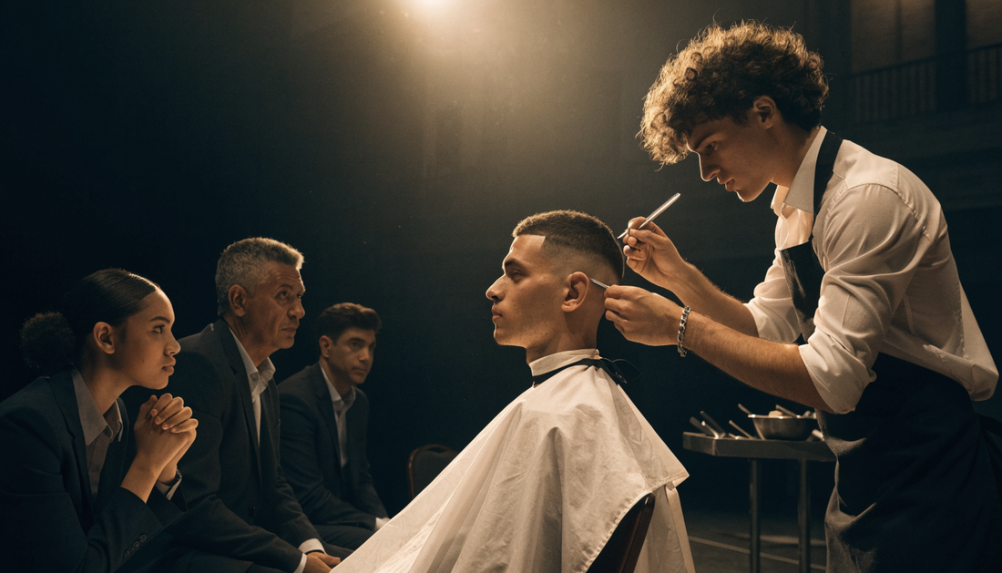 Barber competition finale on stage (AI-generated illustration)