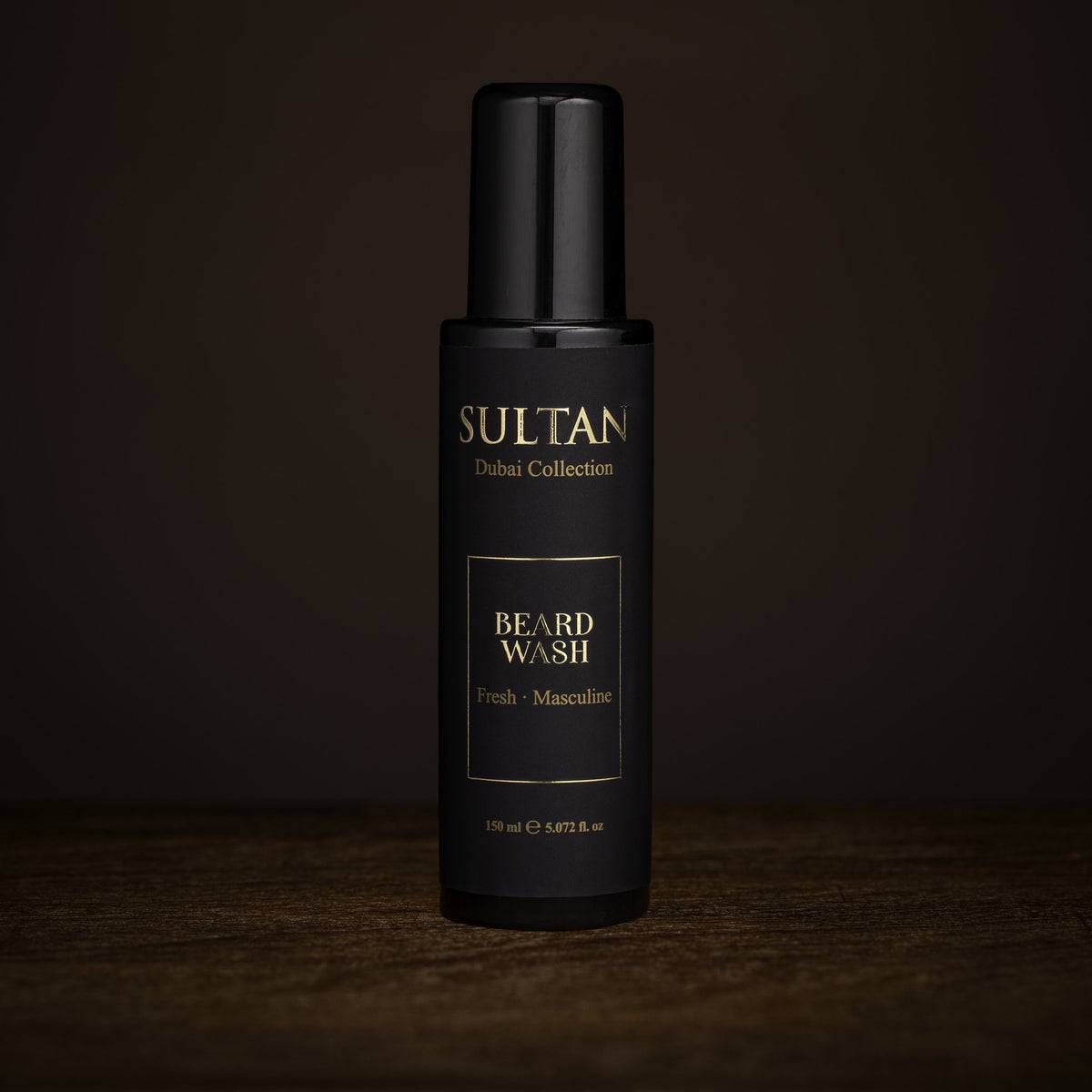 Sultan Beard Wash 150 ml sulphate-free beard shampoo in a matte black pump bottle