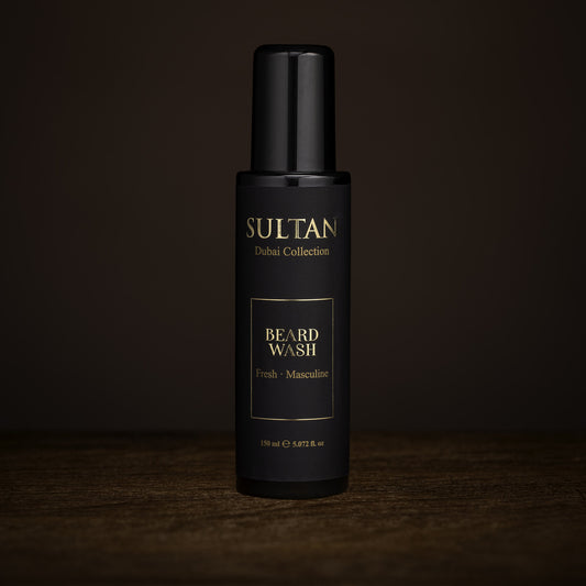 Sultan Beard Wash 150 ml sulphate-free beard shampoo in a matte black pump bottle