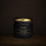 Sultan Beard Wax 75 ml matte light-hold beard wax in a black glass jar with gold lid