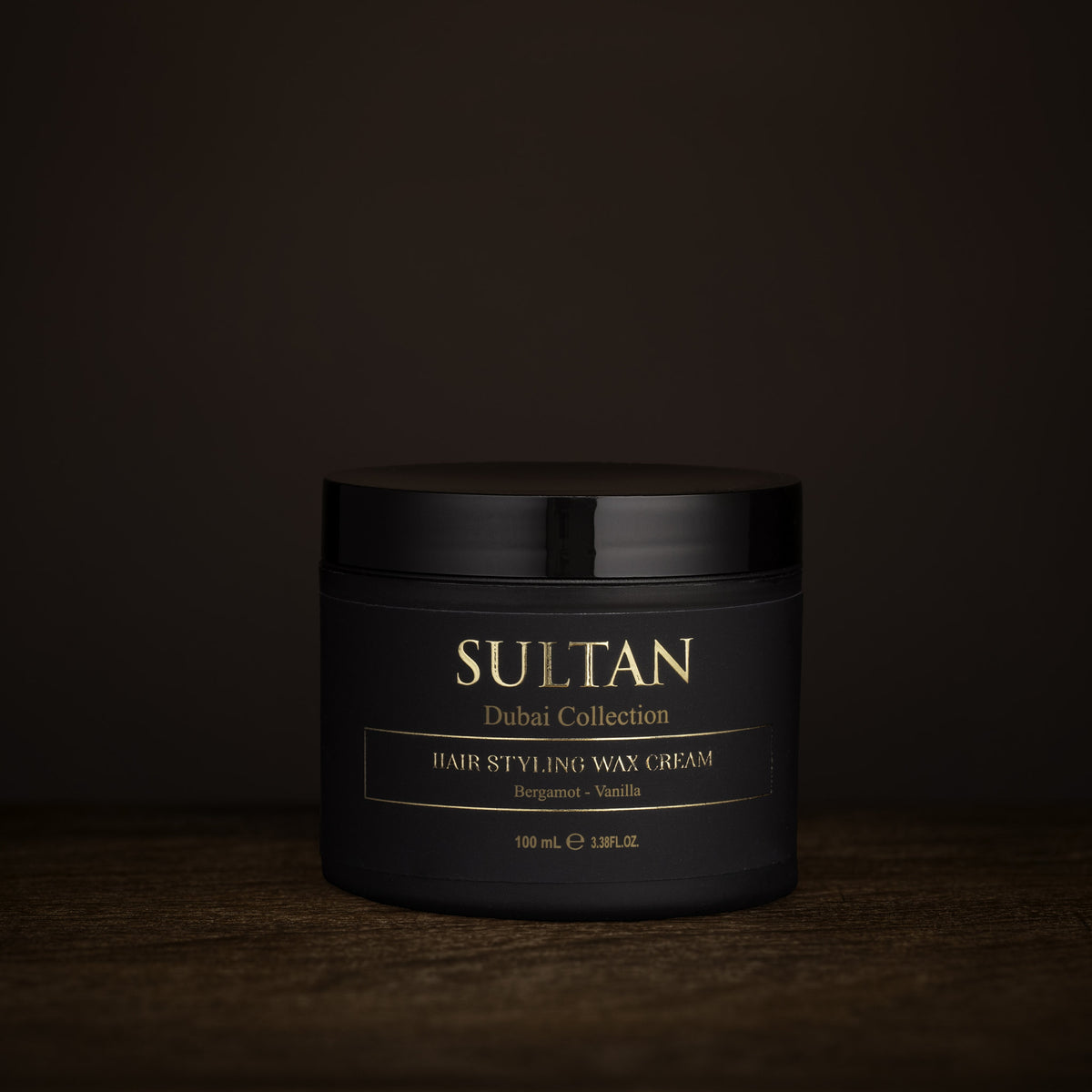 Sultan Hair Styling Wax Cream 100 ml, bergamot and vanilla, matte black jar for barbers