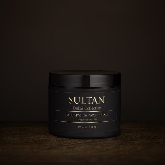 Sultan Hair Styling Wax Cream 100 ml, bergamot and vanilla, matte black jar for barbers